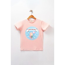 Dekim Moda Kız Çocuk Kısa Kollu Bisiklet Yaka "kuran Okuyorum" Baskılı Tişört Mevsimlik Pamuklu