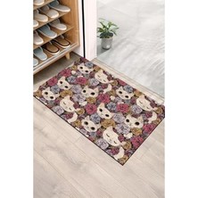 Calperia Monnheın Kapı Önü Paspası - Modern ve Şık Kapı Paspası | Ev, Ofis ve Dış Mekân Kullanımı Için (Kedi ve Gül)