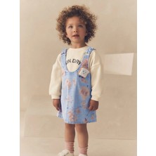 Next Baby Pamuklu Denim Çiçek Baskılı Elbise Sweatshirt Set