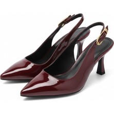 Efw Sivri Burun Bordo Rugan Kadın Ayakkabı