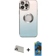 İlk El Grup Ieg™ iPhone 13 Pro Max Kutup Yansıma Özel Seri - Siyah 18D Cam Ekran Koruyucu + Beyaz Rainbow Kamera Lens Koruma Cam
