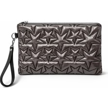 Adelina Bags Yıldız Nakış Işlemeli Portföy El Çantası Bilek Askılı Saten Astarlı Clutch Çanta