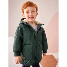 Next Baby Yeşil Kapitone Borg Polar Astarlı Kapüşonlu Suya Dayanıklı Mont