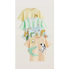 Next Baby Pamuklu Safari Desenli 4'lü Thsirt Set