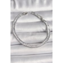 Hatıra Kutusu Pirinç Gümüş Renk Zirkon Taşlı Su Yolu Model Kadın Bileklik - Lisinya