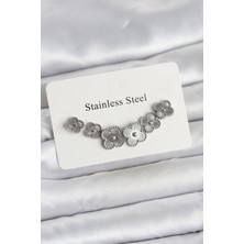 Hatıra Kutusu 316L Çelik Gümüş Renk Yonca Küpe Seti - Lisinya