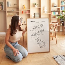 Pegziz Kano Patent Çizimi Çerçeveli Tablo Su Sporları Duvar Tablosu