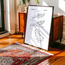 Pegziz Kano Patent Çizimi Çerçeveli Tablo Su Sporları Duvar Tablosu