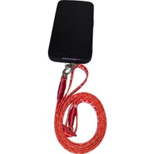 Moonparacord Telefon Boyun Askısı Ayarlanabilir Boy Kalp Desen 8mm Kolon Dokuma