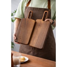 ELITEVOOD Ceviz Ağacı Kesme Tahtası 2’li Set El Yapımı Ahşap Sunum Tahtası