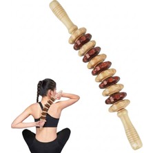 MAC BLOOM Doğal Ahşap 11 Tekerlekli Kavisli Rulo Masaj Aleti Lenf Drenaj Vücut Şekillendirici
