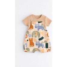 Next Baby Pamuklu Krem Safarı Salopet Body Zıbın Set