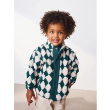 Next Baby Yeşil/beyaz Harlequin - Desenli Fermuarlı Polar / Mont
