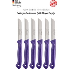 Solingen Profesyonel Mor Meyve Bıçağı Ultra Keskin Paslanmaz Çelik Mutfak Bıçağı 6'lı Set
