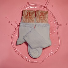 Heren Lastik Fırfırlı 3'lü Kadın Çorap , Fitilli Fırfırlı Kolej Boy