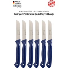 Solingen Profesyonel Lacivert Meyve Bıçağı Ultra Keskin Paslanmaz Çelik Mutfak Bıçağı 6'lı Set