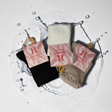 Heren Lastik Fırfırlı 3'lü Kadın Çorap , Fitilli Fırfırlı Kolej Boy