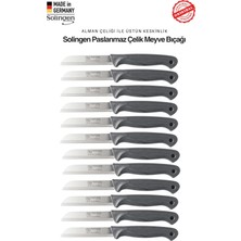 Solingen Profesyonel Gri Meyve Bıçağı Ultra Keskin Paslanmaz Çelik Mutfak Bıçağı- 12'li Set