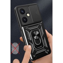 Colezium Vivo Y27 Kılıf Pars Lens Yüzüklü  - Siyah