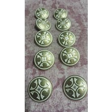 ILCARE Antık Bronz Kaplama Metal Düğme 35 Boy 22 mm 10 Adet