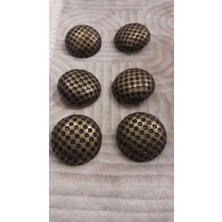 ILCARE Antık Sarı Fırçalı Metal Düğme 38 Boy 24 mm 6 Adet