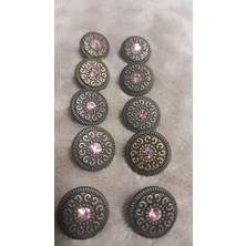 ILCARE Antıksarı Kaplama Taşlı Düğme 18 Boy 14 mm 10 Adet