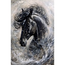 Aden Dijital Dekoratif Siyah At Kanvas Tablo