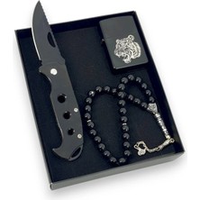 SürLaz 3 Parça Doğum Günü Hediyesi Isme Özel Çep Çakısı Desenli Isme Özel Çakmak ve Tespih