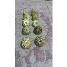 ILCARE Gold Mat Kaplama Taşlı Metal Düğme 25 Boy 15 mm 10 Adet