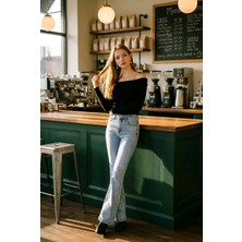 Hies Pantolon - Ispanyol Paça Yüksek Bel Likralı Yeni Sezon Jeans