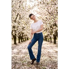 Hies Pantolon - Ispanyol Paça Yüksek Bel Likralı Yeni Sezon Jeans