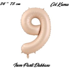 İrem Parti Dükkanı Retro Çöl Kumu, Karamel 9 Yaş Rakam Folyo Balon 74 cm 34 Inç