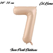 İrem Parti Dükkanı Retro Çöl Kumu, Karamel 7 Yaş Rakam Folyo Balon 74 cm 34 Inç