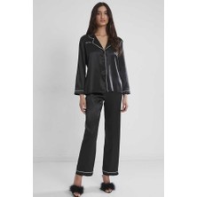Pierre Cardin Saten Pijama Takımı 1200 Siyah