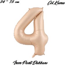 İrem Parti Dükkanı Retro Çöl Kumu, Karamel 4 Yaş Rakam Balon 74 cm 34 Inç
