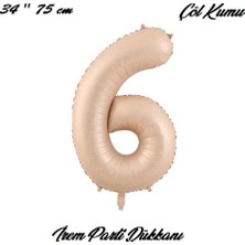 İrem Parti Dükkanı Retro Çöl Kumu, Karamel 6 Yaş Rakam Folyo Balon 74 cm 34 Inç