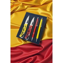 SürLaz 4 Parça Taraftar Seti Koleksiyonluk Set 2 Isme Özel Tükenmez Kalem 2 Cep Çakısı