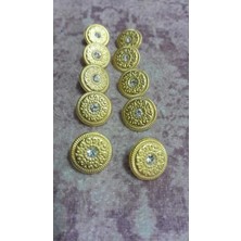 ILCARE Gold Mat Kaplama Taşlı Metal Düğme 25 Boy 15 mm 10 Adet