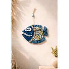 Marena Home Mavi Seramik Balık Duvar Süsü 22X16 cm – Bohem Deniz Temalı Dekoratif Duvar Aksesuarı