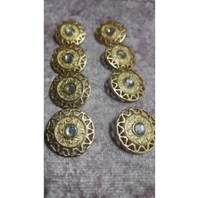 ILCARE Mat Gold Kaplama Taşlı Metal Düğme 28 Boy 18 mm 6 Adet