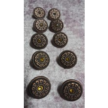 ILCARE Antik Bakır Taşlı Düğme 18 Boy 15 mm 10 Adet