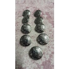 ILCARE Sıyah Sılver Kaplama Metal Düğme 27 Boy 17 mm 9 Adet