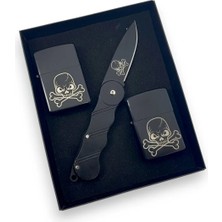 SürLaz 3 Parça Doğum Günü Hediyesi Katlanabilir Figürlü Çakı 2 Desenli Çakmak Isim Yazılabilir Özel Kutulu