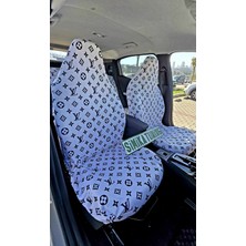 Şimika Lv Xl Beyaz Desen Otomobil 3D Baskılı Servis Kılıfı Ön ve Arka 4parça Takım 1.kalite Likrali Penye Yıkanabilir