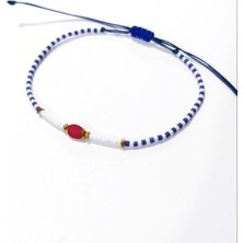 Funny Takı Hematit Doğaltaşlı Çek Cam Boncuklu Lacivert Beyaz Miyuki Boncuklu Bileklik