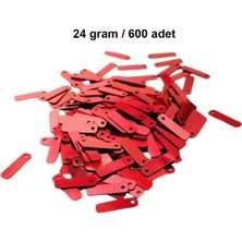 Esranın Dünyası Kırmızı 15 x 5 mm Dantel Oya Yazma Halhal Abiye Lazer Kesim Pul 600 Adet / 24 Gram