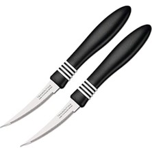 Pinkev Tramontina 2li Set Kısa Kıvrık Tırtıklı Paslanmaz Çelik Siyah Saplı Meyve Soyma Bıçağı