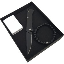 SürLaz Denil Hediyelik Isme Özel Benzinli Çakmak Katlanabilir Çakı Bıçak Bileklik 3 Parça Eko Hediye Seti