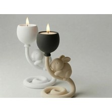 Marchen Collection - Tavşan Figürlü Dekoratif Tealight Mumluk - 2'li Modern Spiral Tasarım