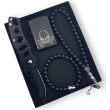 SürLaz 4 Parça Doğum Günü Hediyesi Isme Özel Çakı Çakmak ve Tespih Bileklik Özel Kutusunda